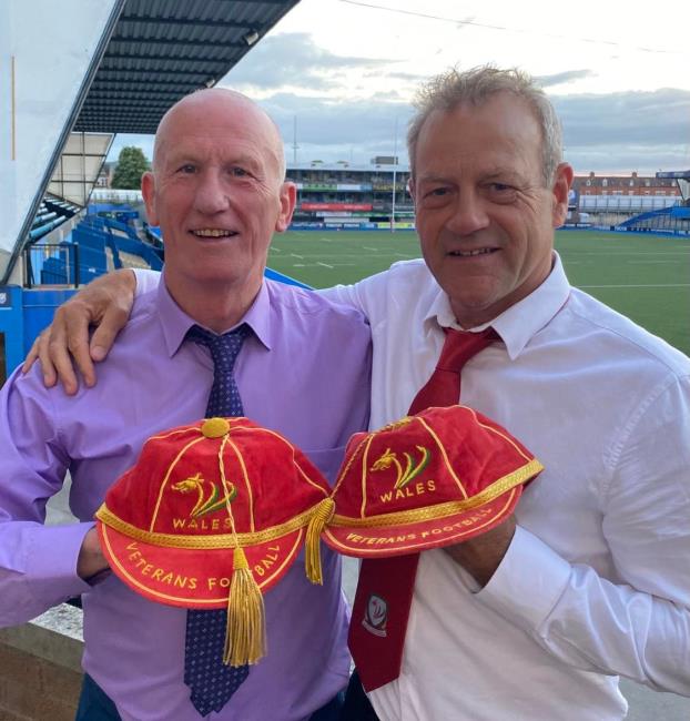 Brian Broome and Robert Seago with their Wales Veterans Caps